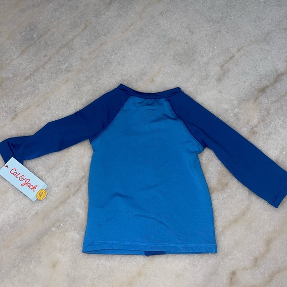 NWT Light and Dark Blue Zip Up Long Sleeve Swim Top - Picture 2 of 2